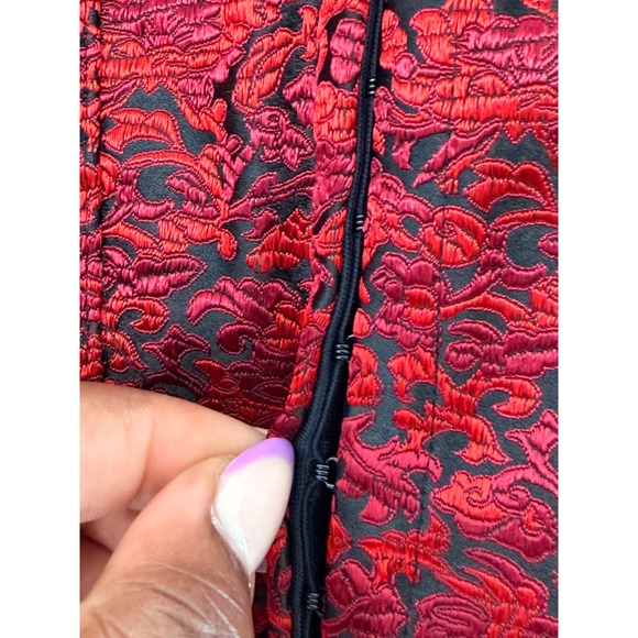 Cacique Corset Lingerie Lace Red Black Vamp Whimsigoth Witchy Intimates Size 40 - Picture 8 of 13